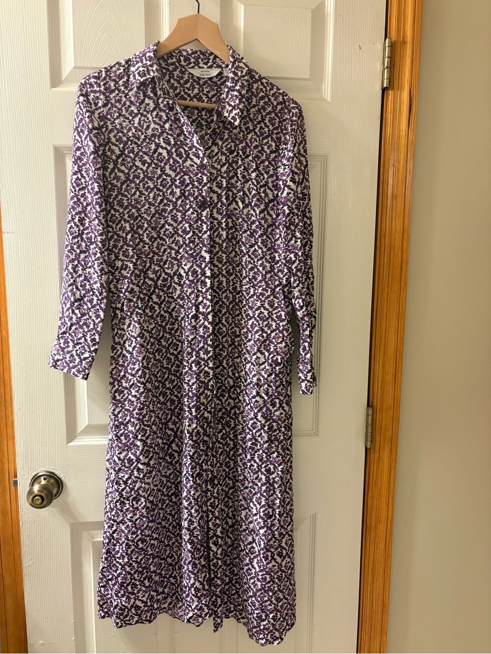 & Other Stories Paris Atelier Purple Floral Belted Midi Shirt Dress Size 2